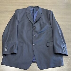 Calvin Klein Mens Navy Blue Pinstripe 3 Button Blazer Sport Coat Jacket 46R